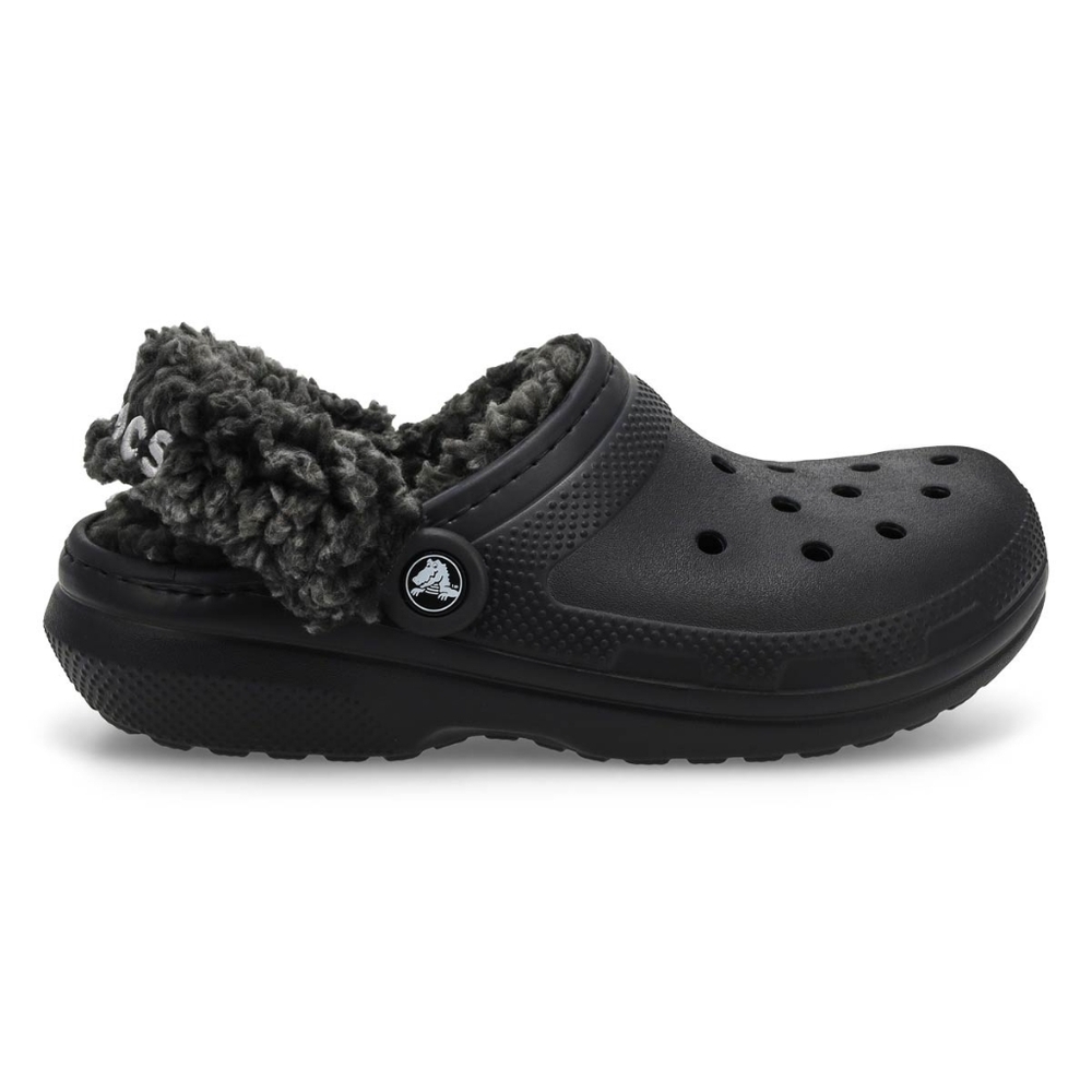 Crocs Classic Fleece Lined Clog in Black Grey Fuzzy Liner Size L-12 M-10
